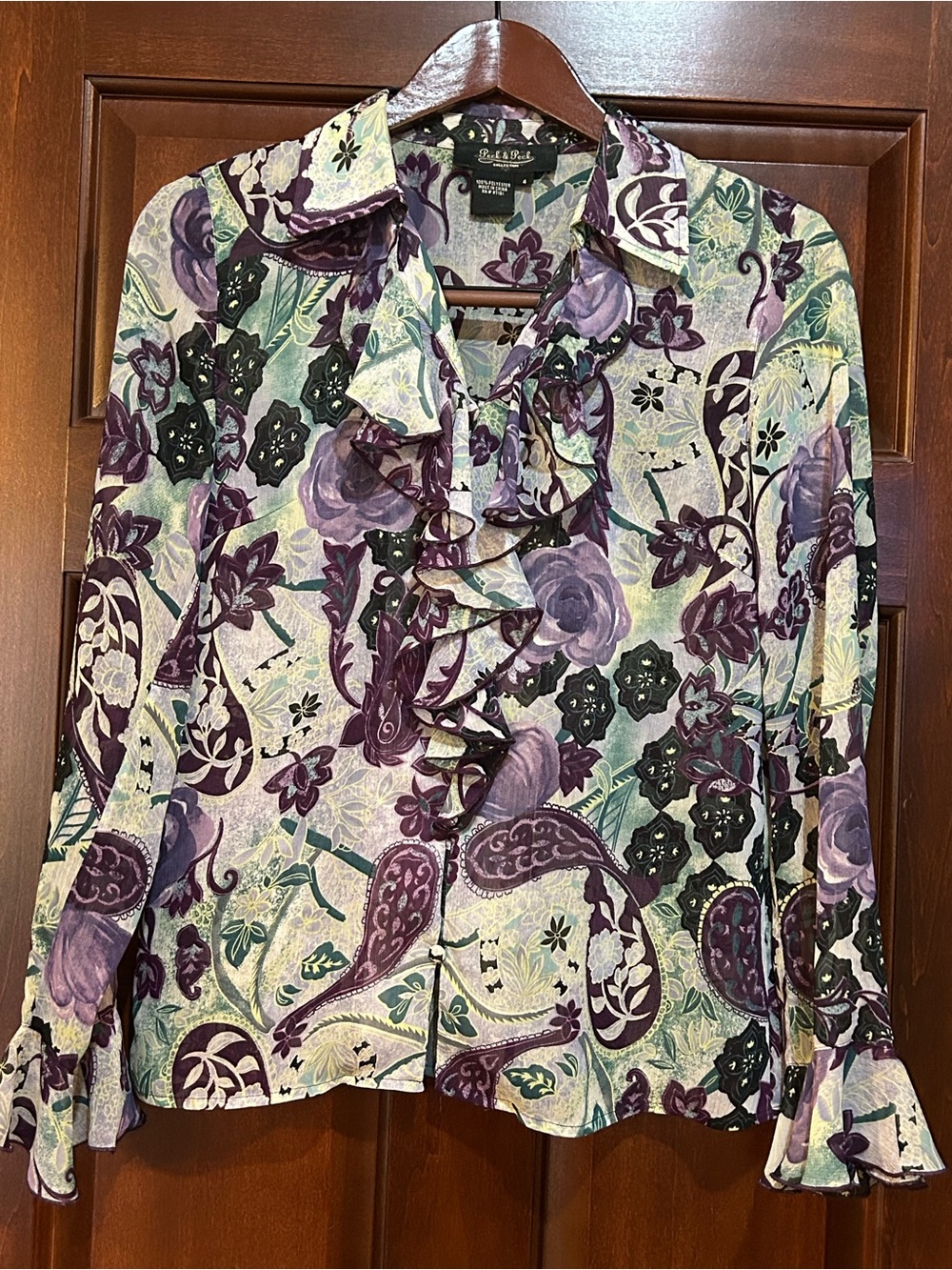 Vintage Y2K Peck & Peck Collection Floral Paisley Blouse Sz 4
